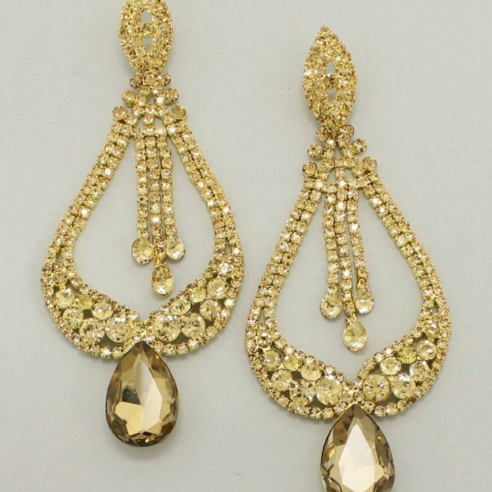 Gold Crystal Dangle Earrings